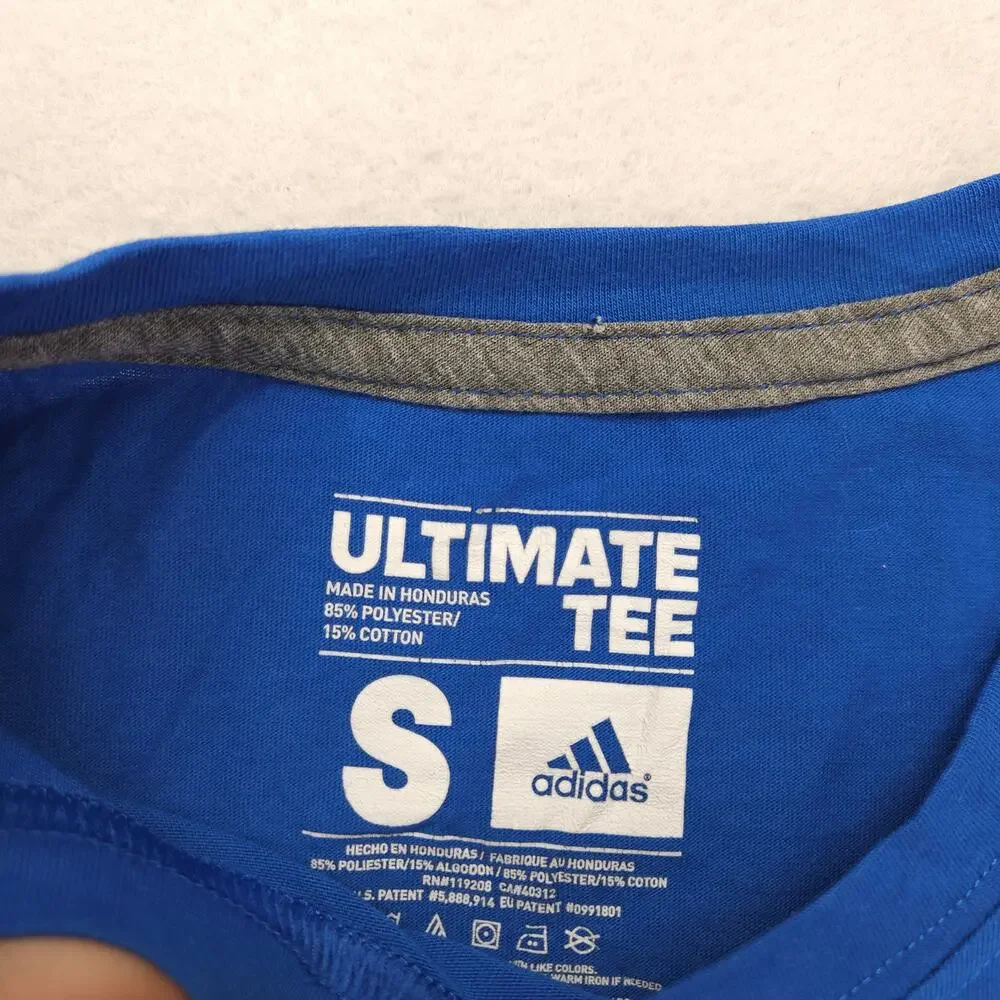 Adidas Casual Crew Neck Short Sleeve Graphic T Shirt Mens Size Small S Blue
